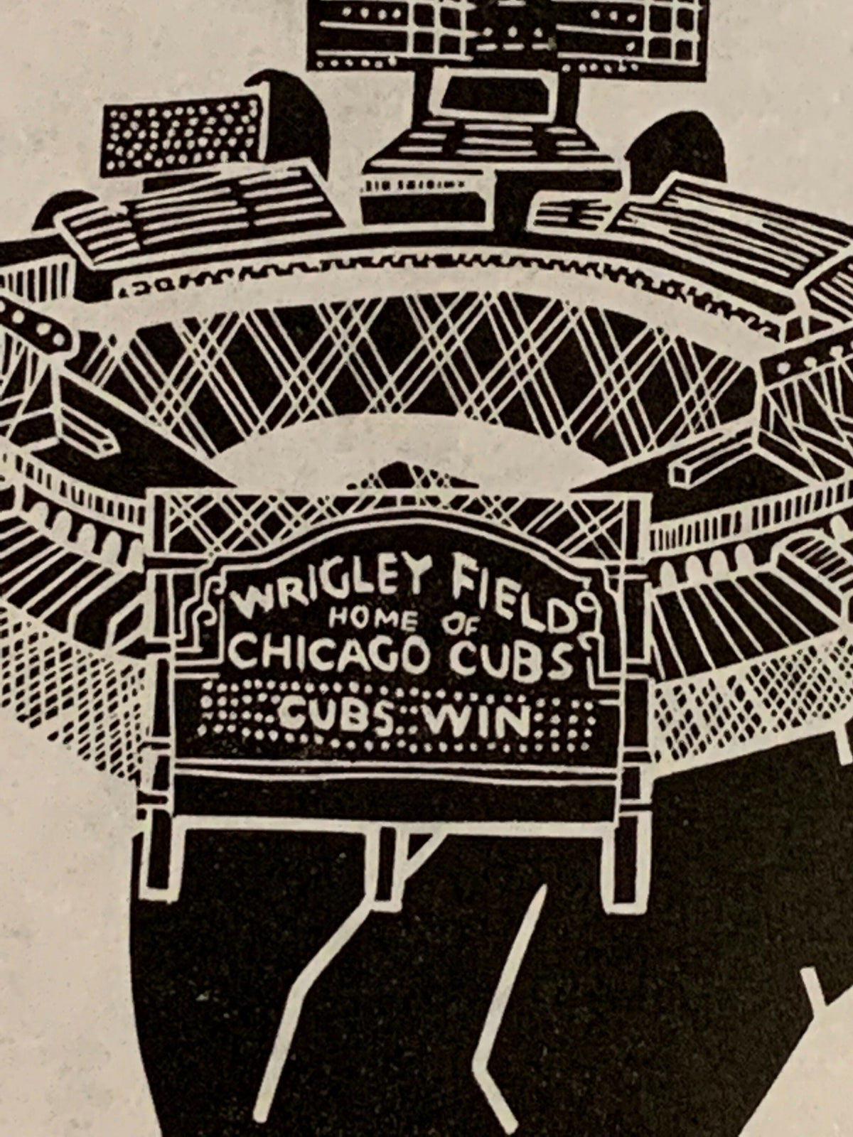 Wrigley Field | Handscape | | Linocut Print | Wall Art