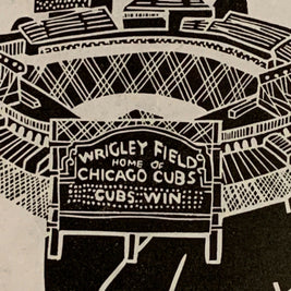 Wrigley Field | Handscape | | Linocut Print | Wall Art