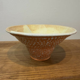 Orange-yellow polka dot Bowl w/ wide lip