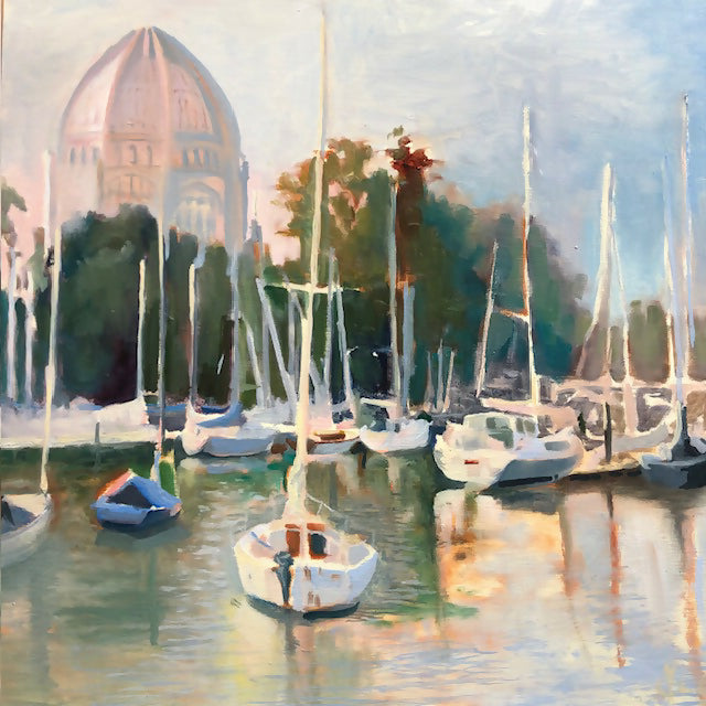 PRINT Large Framed Wilmette Harbor/Bahai 20"
