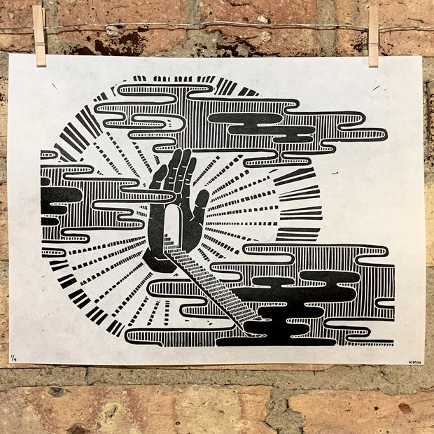 Knocking on Heavens Door / Stairway to Heaven | Handscape | | Linocut Print | Wall Art