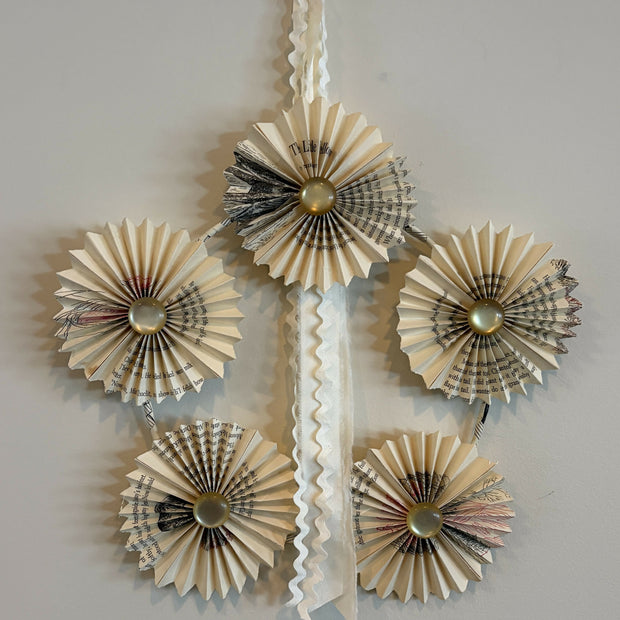 "The Little Fellow" upcycled bookpage and vintage button indoor wall hanging