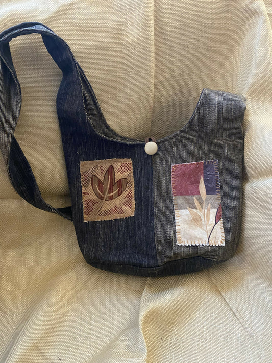 Two tone black boho bag