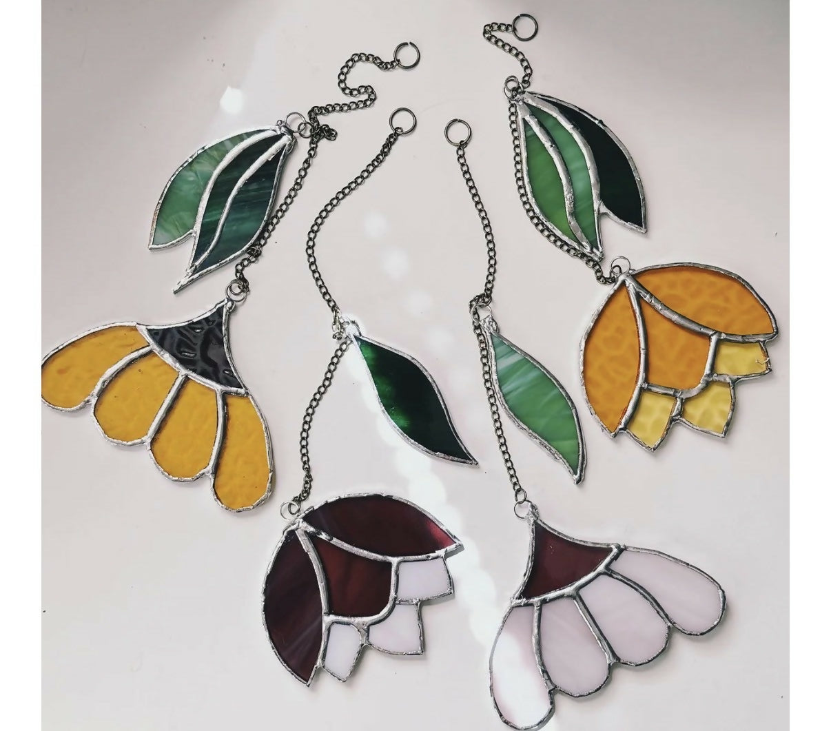 Stained glass flower dangle