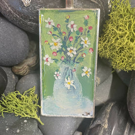 Clear vase of summer flowers pendant