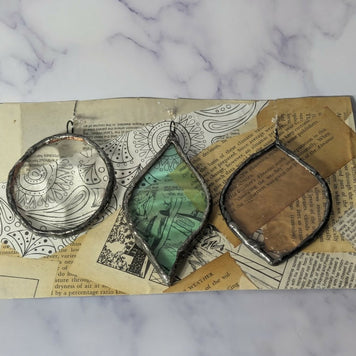 Recycled Stained Glass 3ct Ornament Set