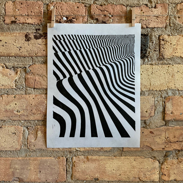 Wave / Moire 07 | Linocut Print | Wall Art | Optical Illusion