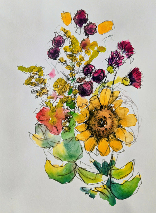 Wildflowers Mixed Media Watercolor