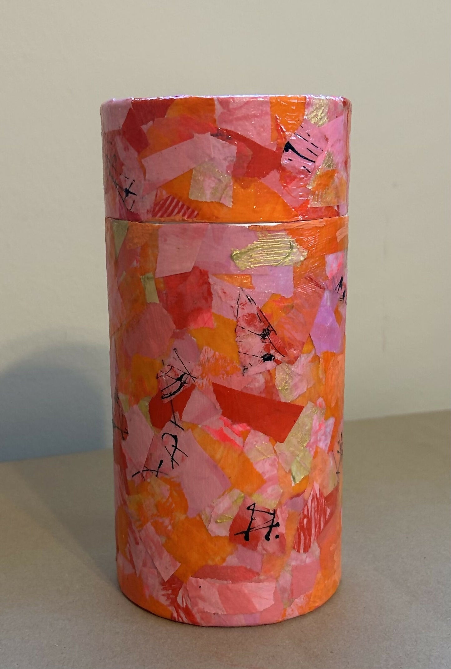 Mixed Media Art Canister- Tall