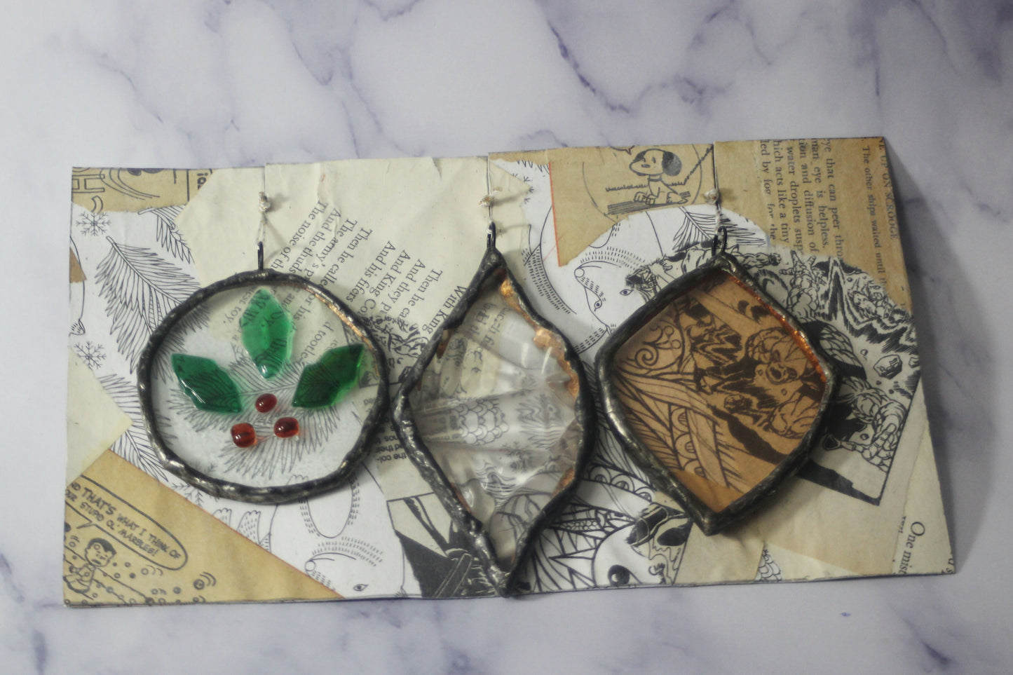 3pc Recycled Glass Gift Ornament Set