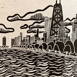 Lake Shore Drive 04 | Navy Pier / North Ave Beach | Linocut Print | Wall Art