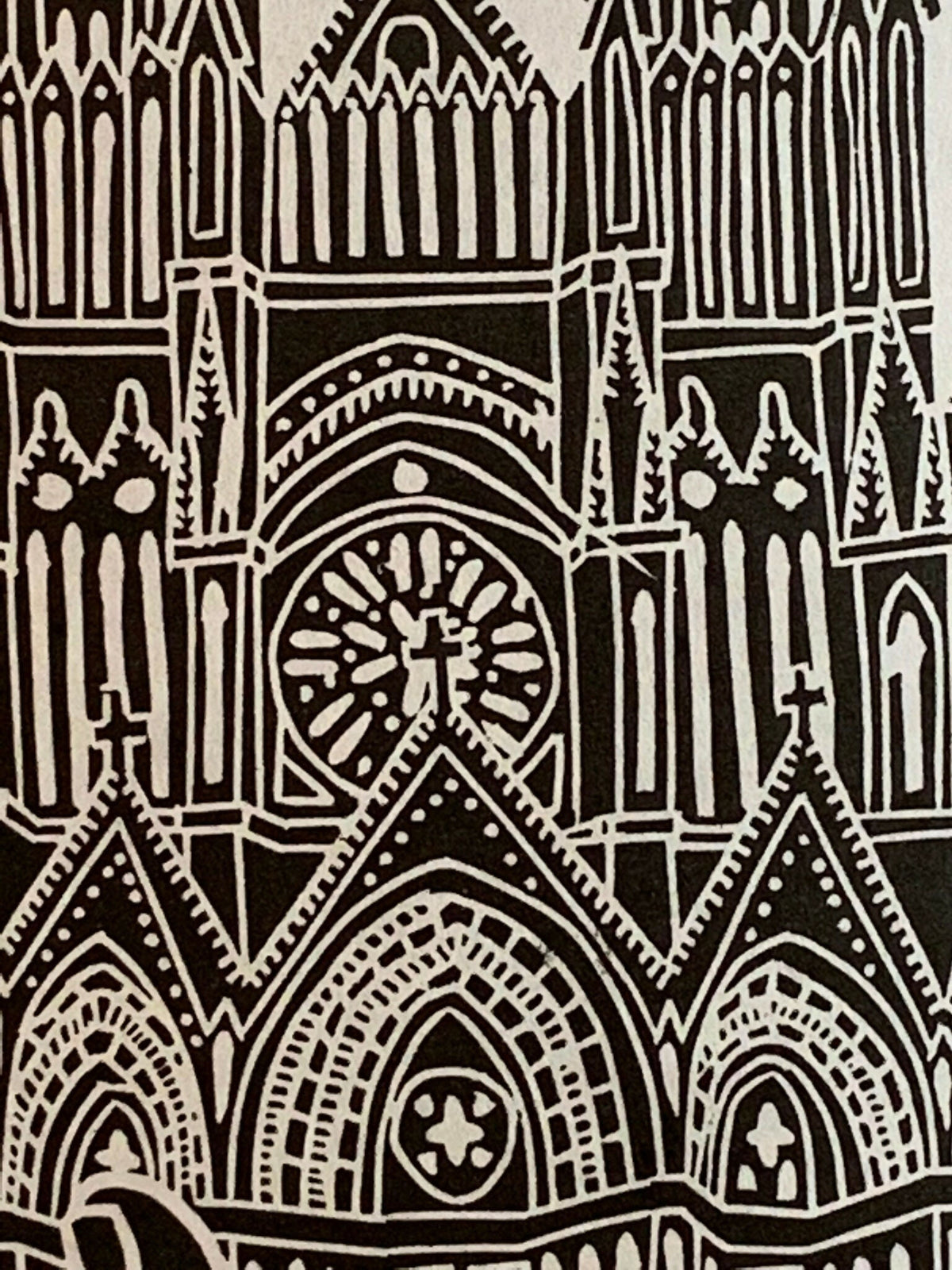 Notre Dame de Reims Handscape | Linocut Print | Wall Art