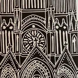 Notre Dame de Reims Handscape | Linocut Print | Wall Art