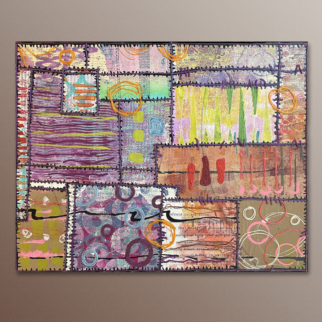 LH313 Patchwork Quilt Mixed Media