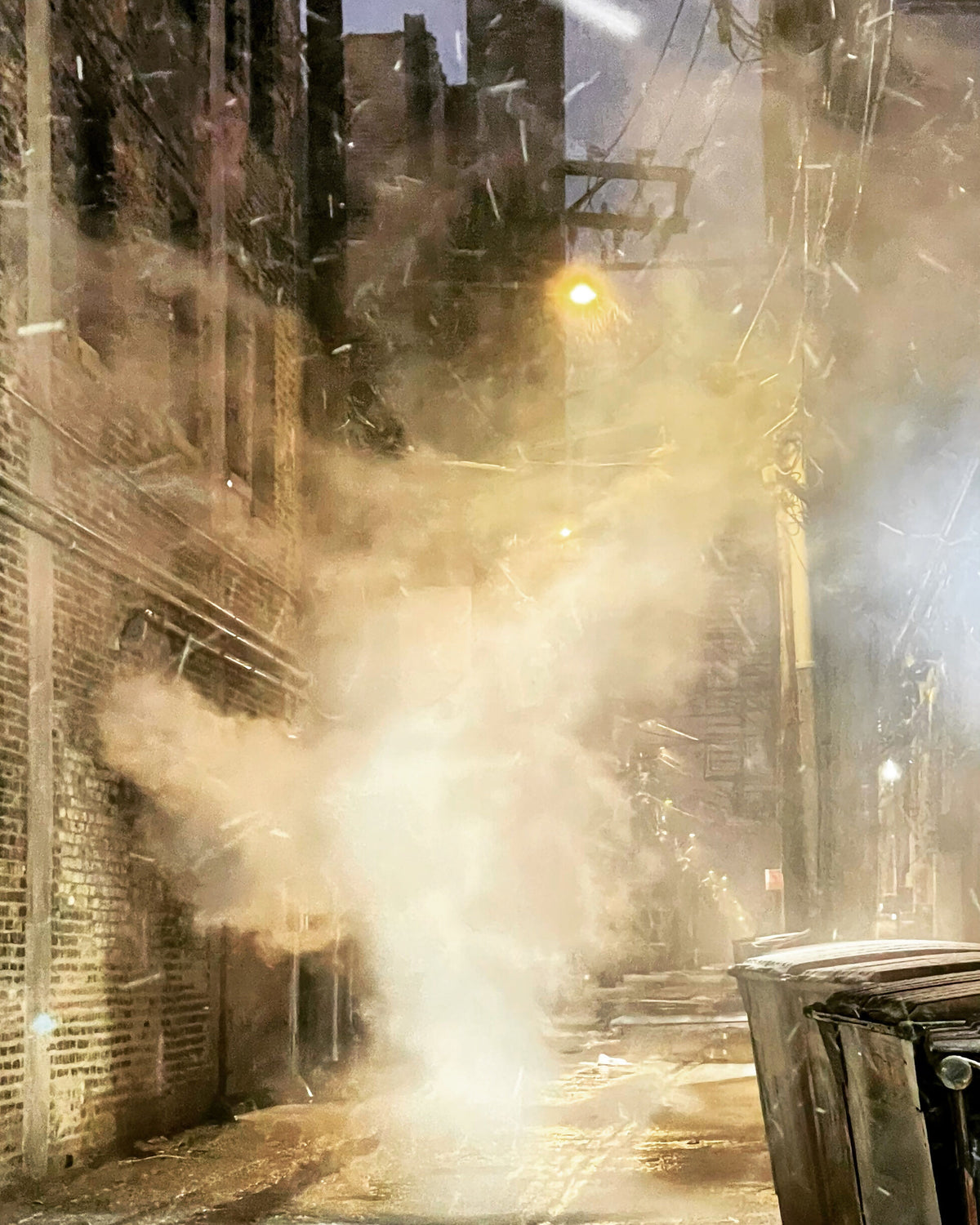 God Appears to Moses in a Chicago Alley, February 16, 2023, 20”x24”