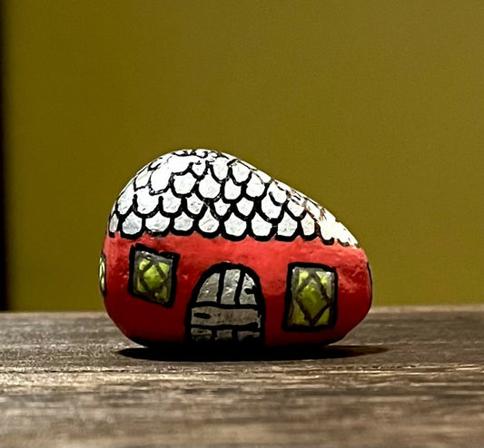 Gnome Home, small. Red and silver.