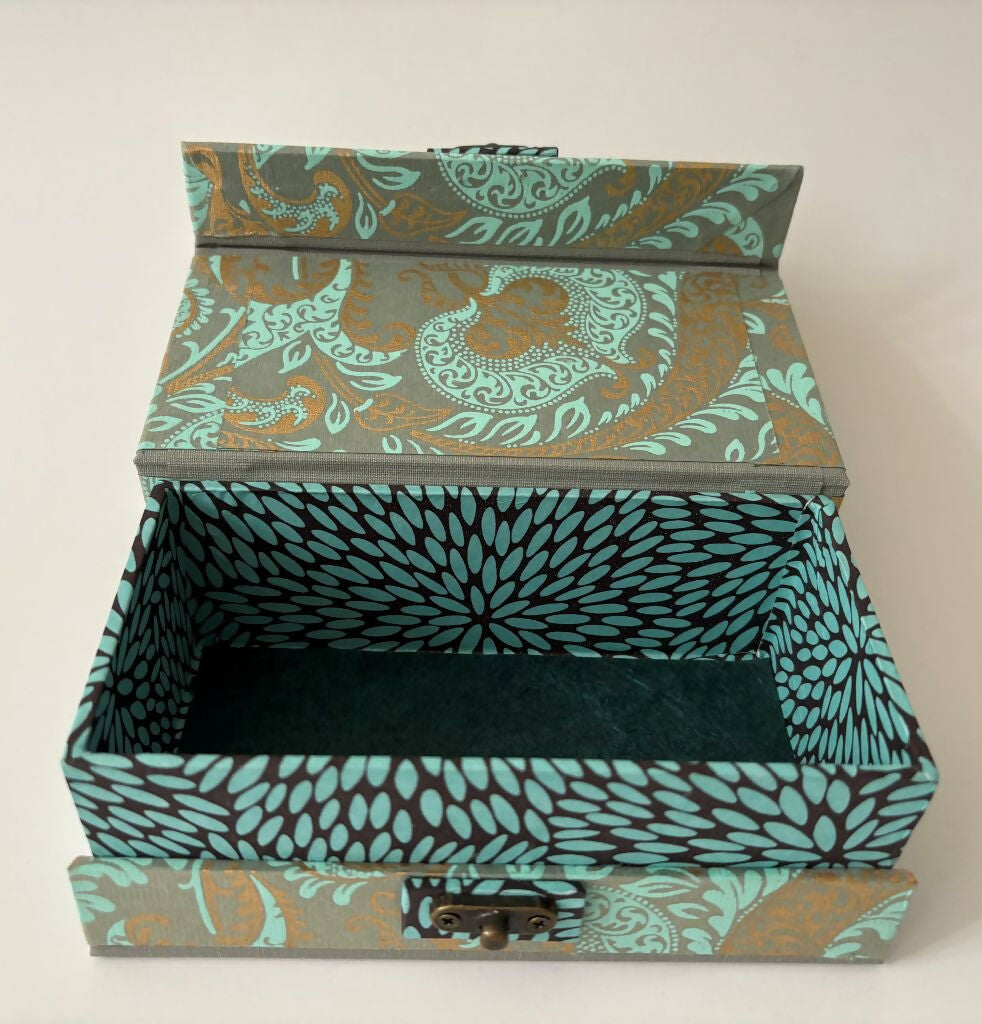 Mint and Gold Paisley Toolbox