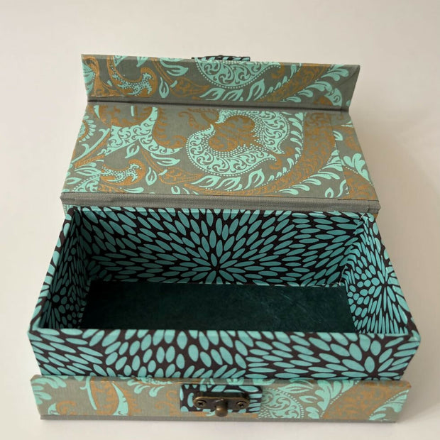 Mint and Gold Paisley Toolbox