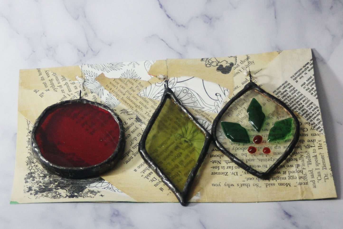 3pc Recycled Glass Gift Ornament Set