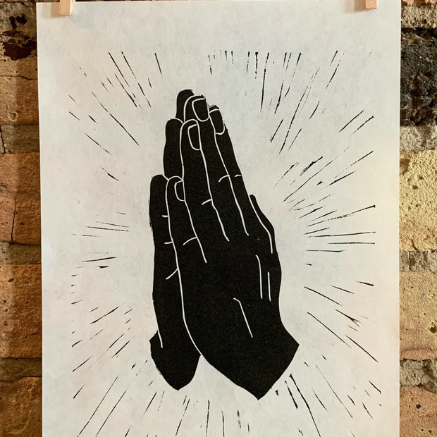 Praying Hands | Linocut Print | Wall Art