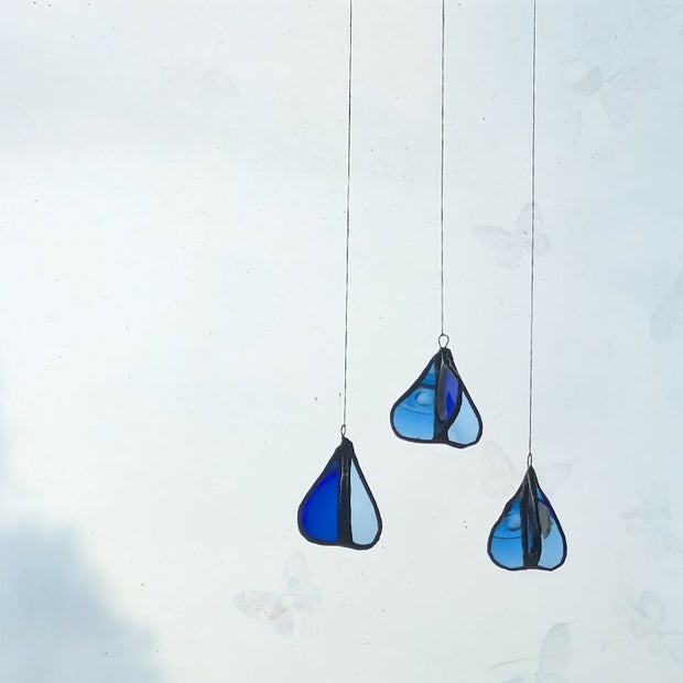 Recycled Stained 3ct Glass Raindrop Spinners