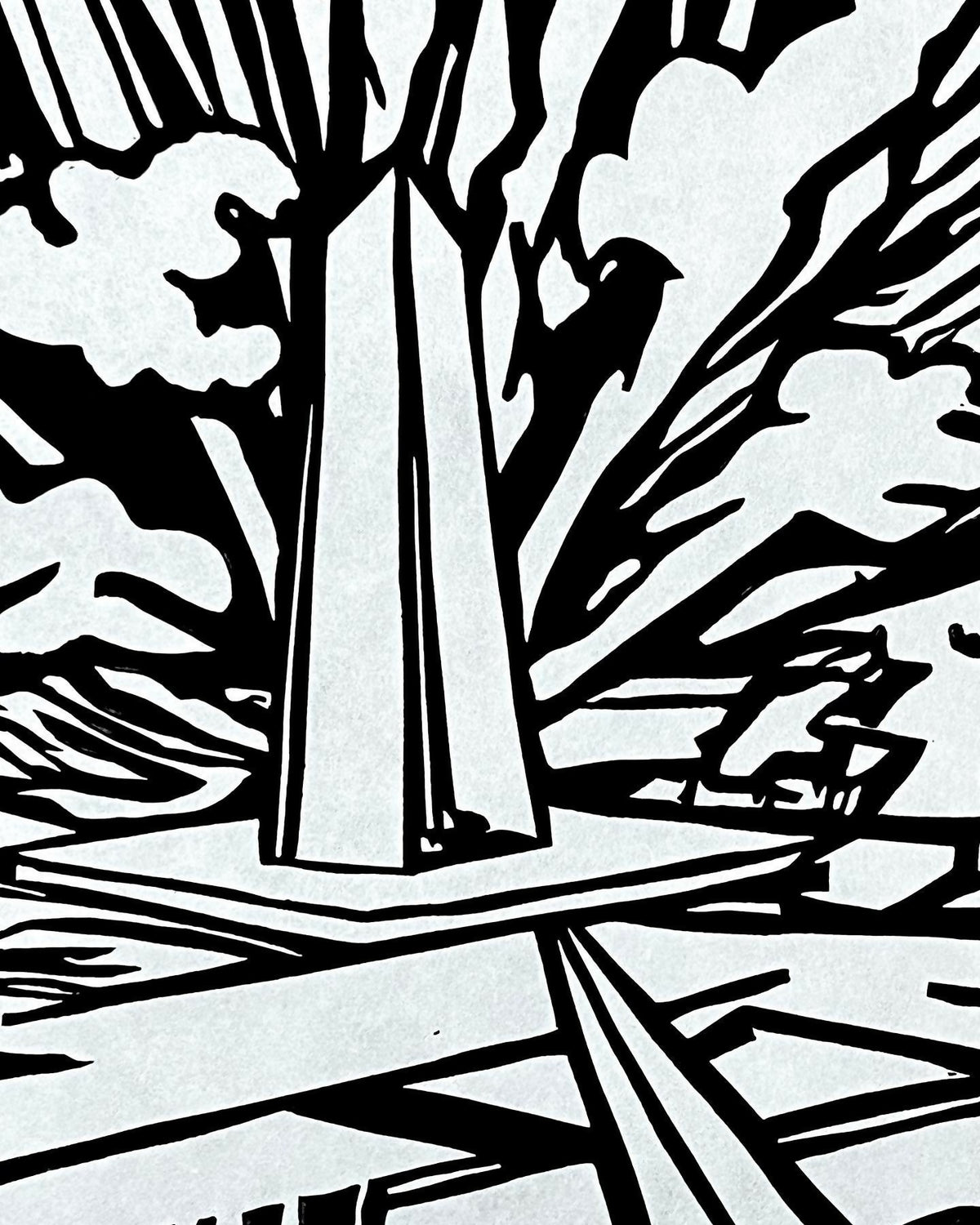 Lake Shore Drive 14 | Chevron Statue, Diversey Harbor | Lake Michigan | Chicago | Linocut Print | Wall Art