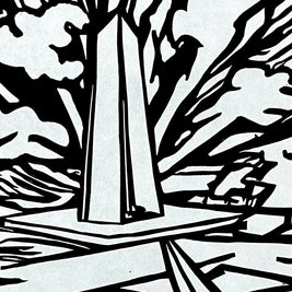 Lake Shore Drive 14 | Chevron Statue, Diversey Harbor | Lake Michigan | Chicago | Linocut Print | Wall Art