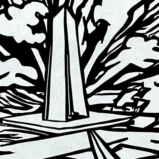 Lake Shore Drive 14 | Chevron Statue, Diversey Harbor | Lake Michigan | Chicago | Linocut Print | Wall Art