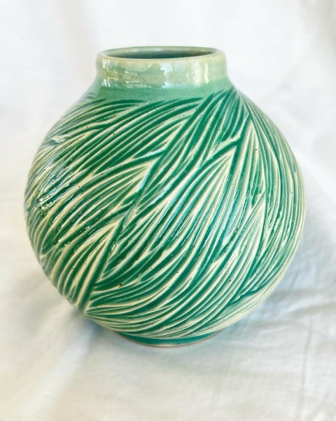 Carved Moon Jar Bud Vase