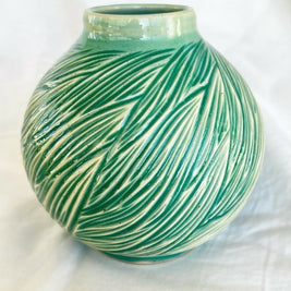 Carved Moon Jar Bud Vase