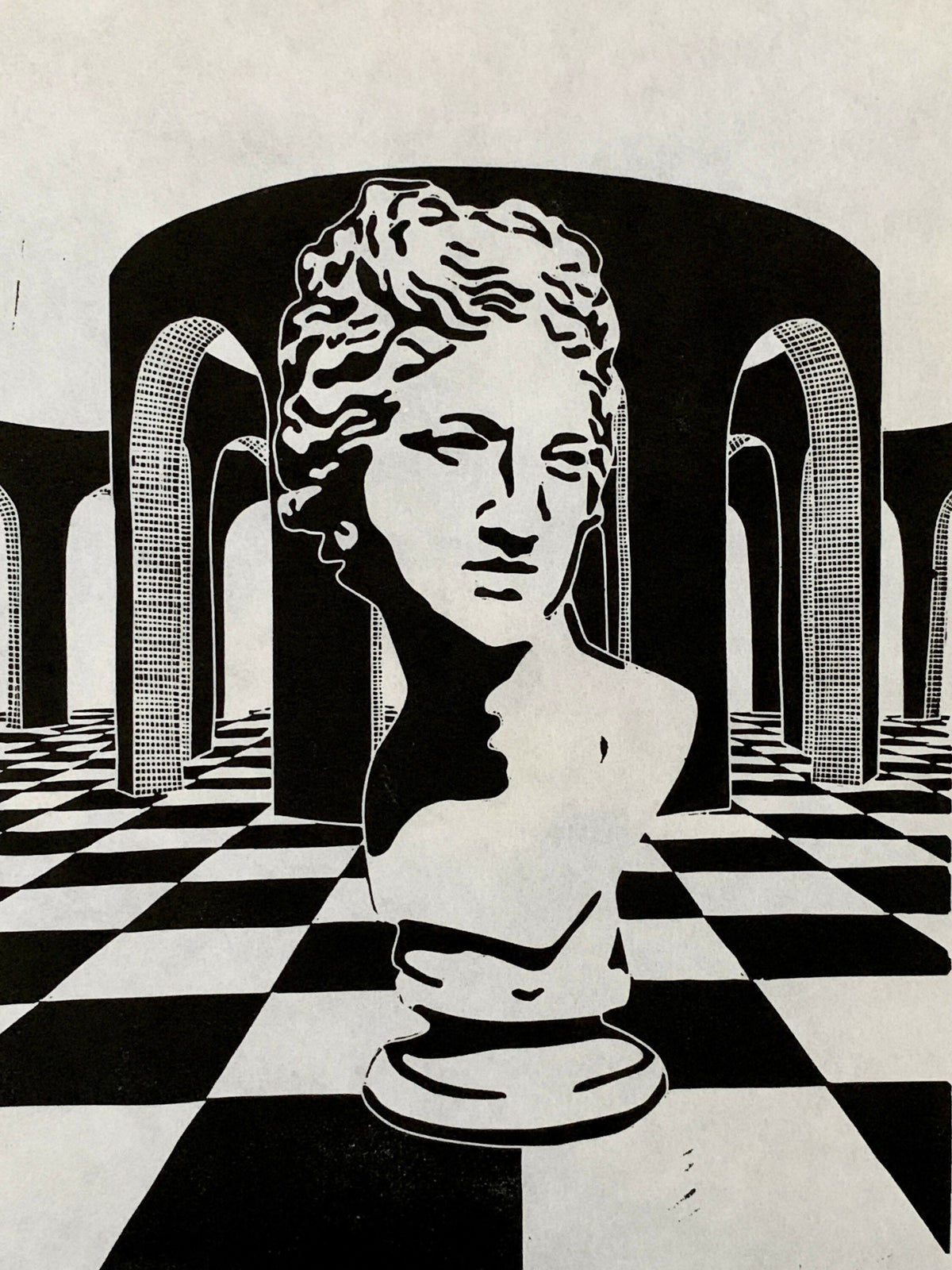 Arches 02 | de Chirico, Venus de Medici, Surrealism | Linocut Print | Wall Art