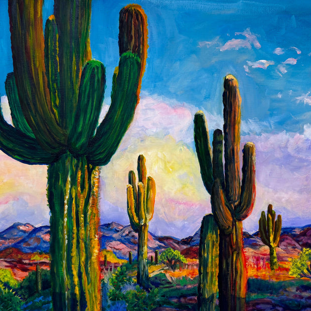 Sunrise in Saguaro National Park Oil Painting