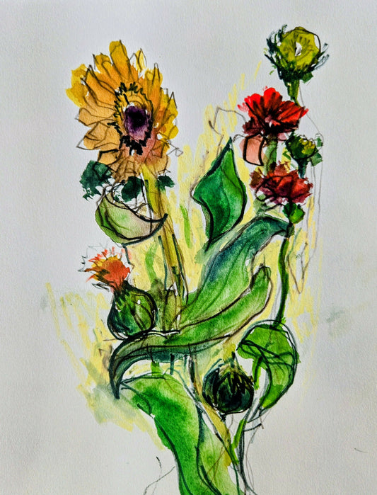 Wildflower Bouquet Mixed Media