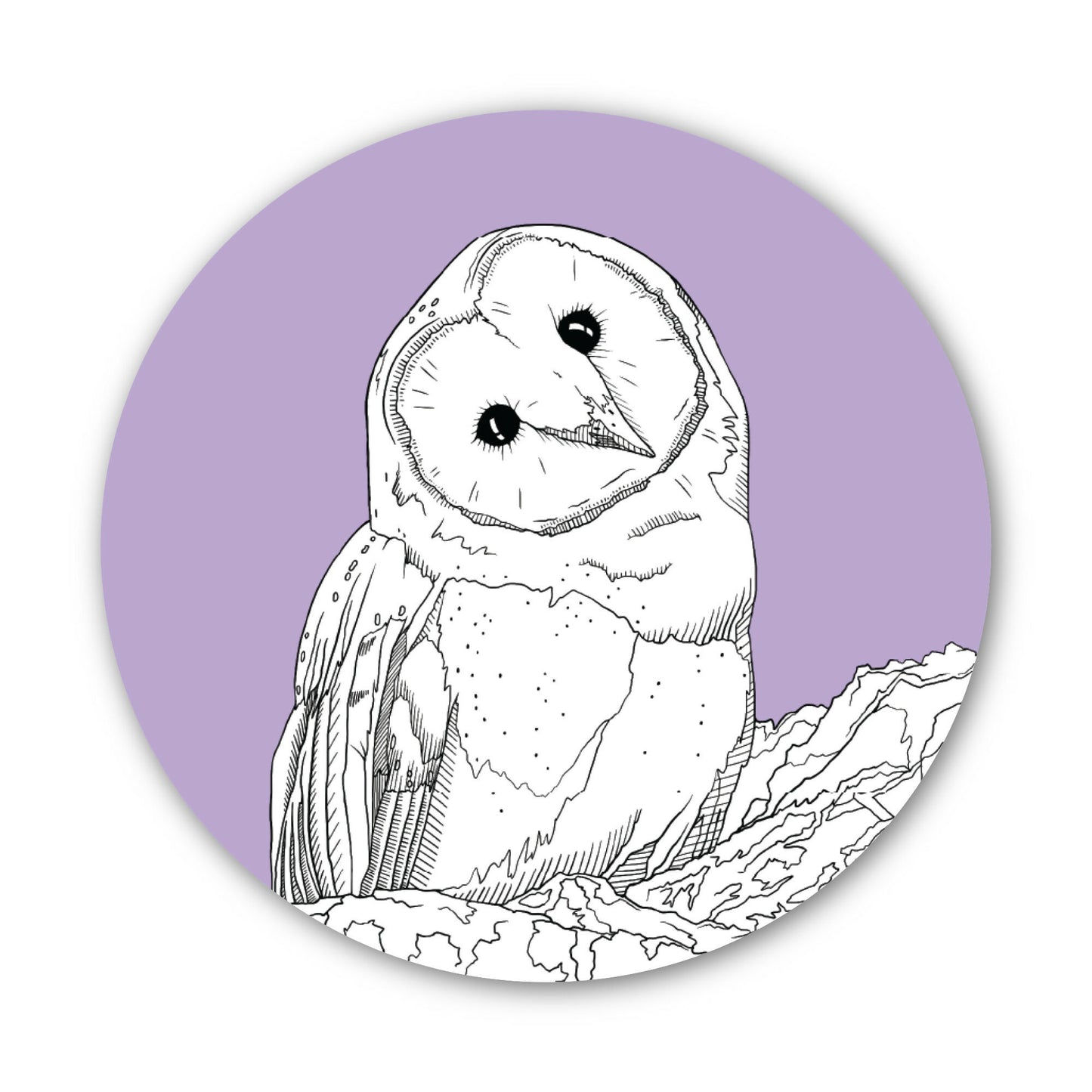 3” Art Sticker, Owl, Lavender