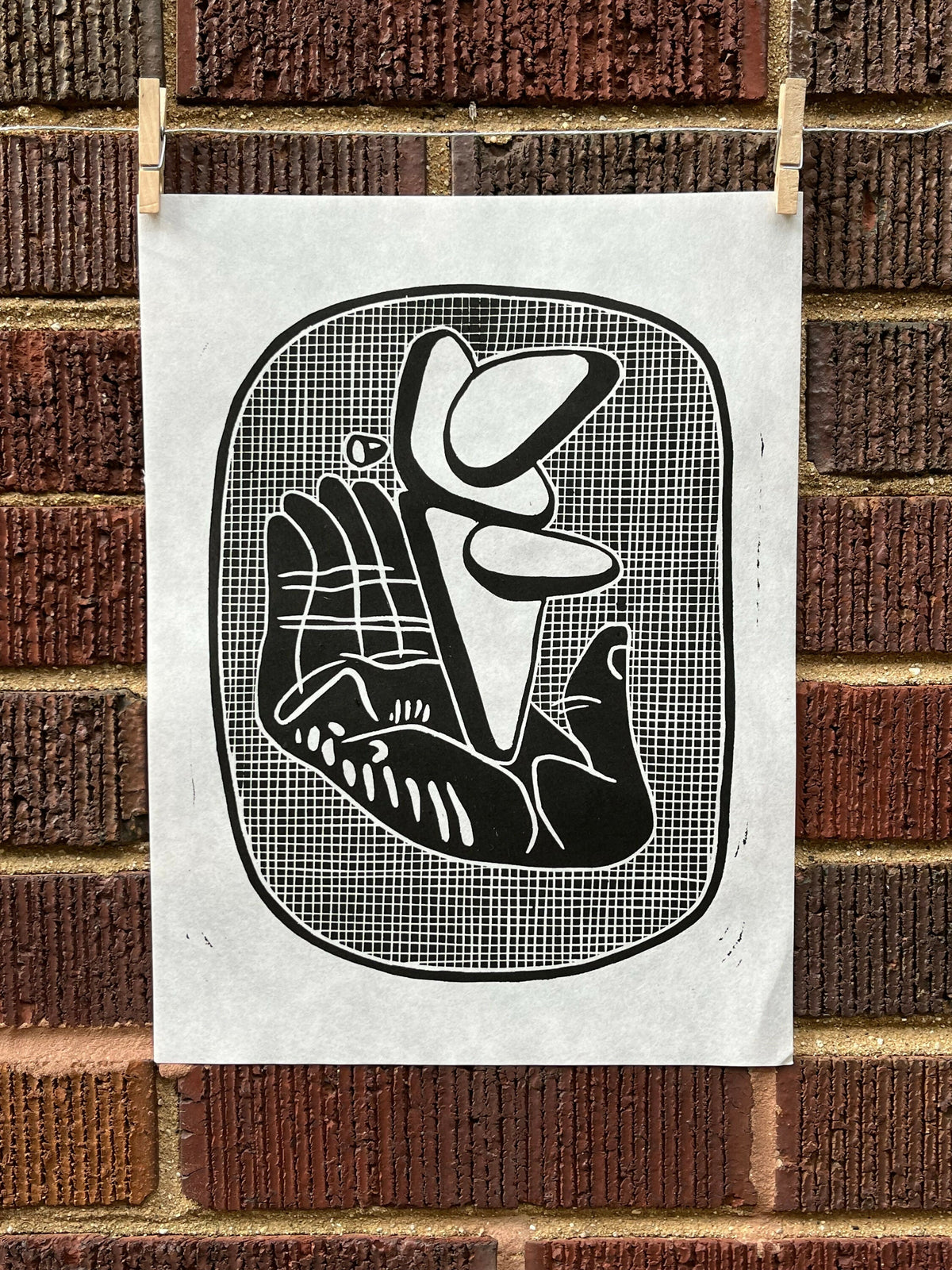Hand, Inspired by Le Corbusier | Linocut Print | Wall Art
