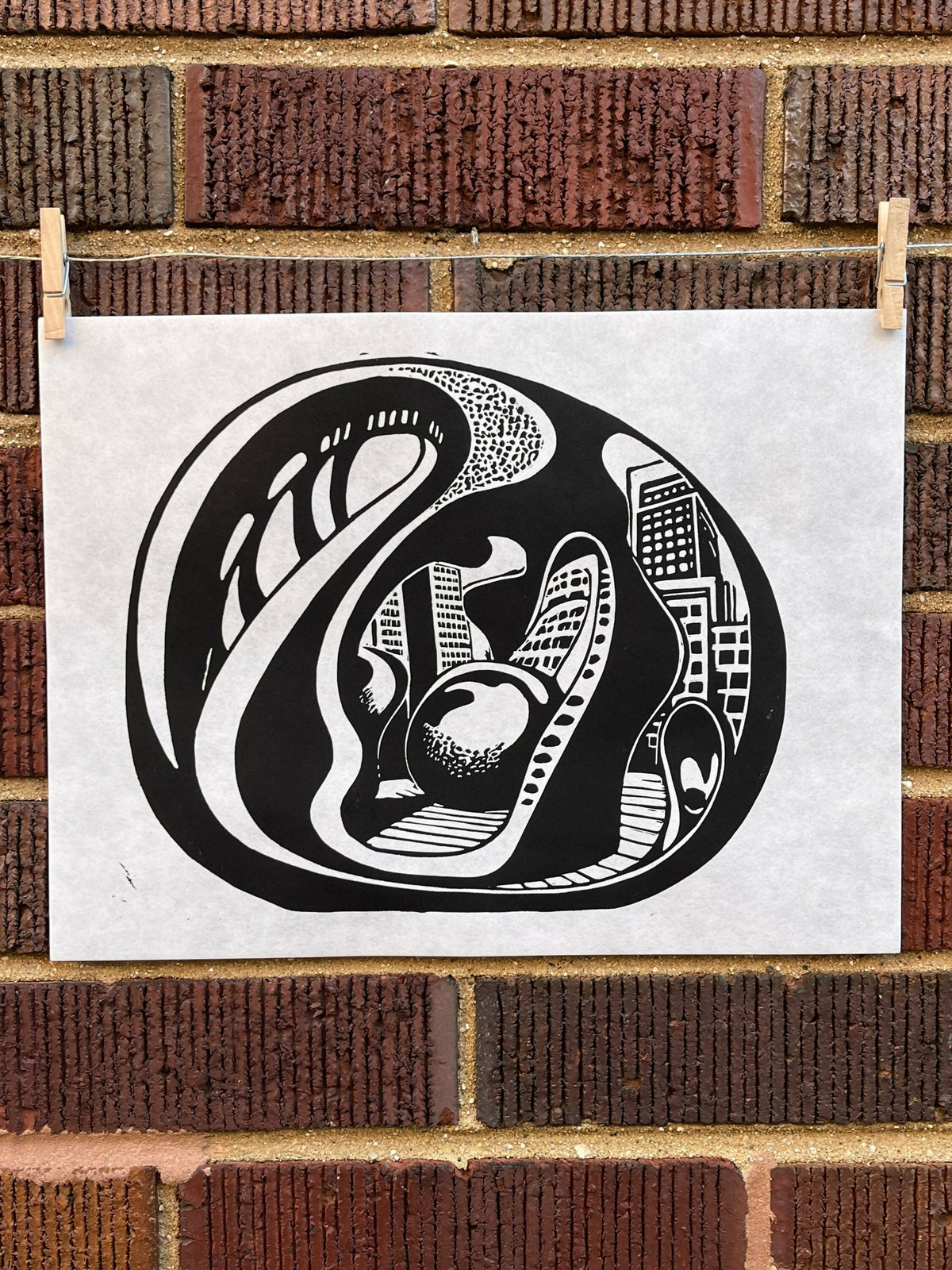 Cloudgate, Bean 01 | Millennium Park | Chicago | Linocut Print | Wall Art
