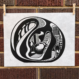Cloudgate, Bean 01 | Millennium Park | Chicago | Linocut Print | Wall Art