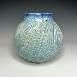 Carved Ceramic Moon Jar Vase