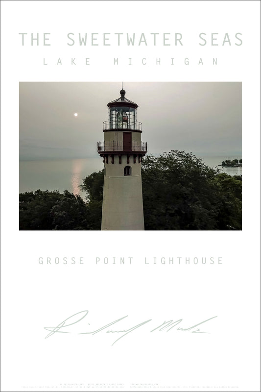 Sweetwater Seas Fine Art Poster - Gross Point Lighthouse Aerial 4