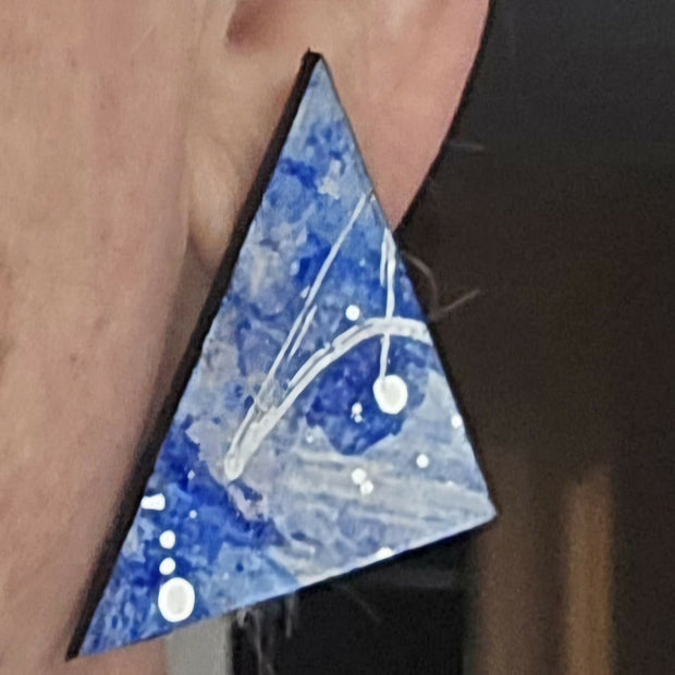 Hand-painted large stud earrings