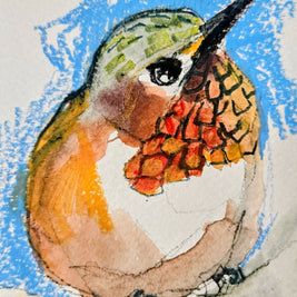 Peer, 5 x 7 Mixed Media Watercolor on Paper, Framed