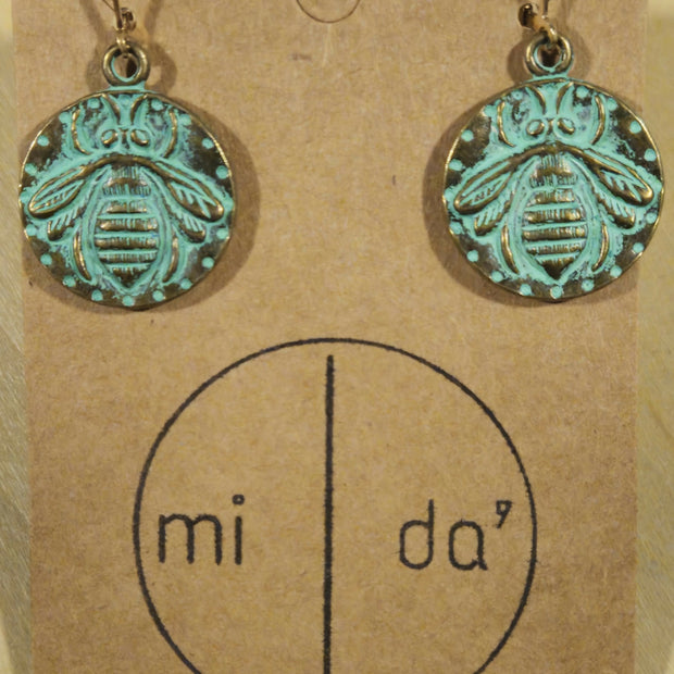 Gold-filled Antique Bee euro Earrings