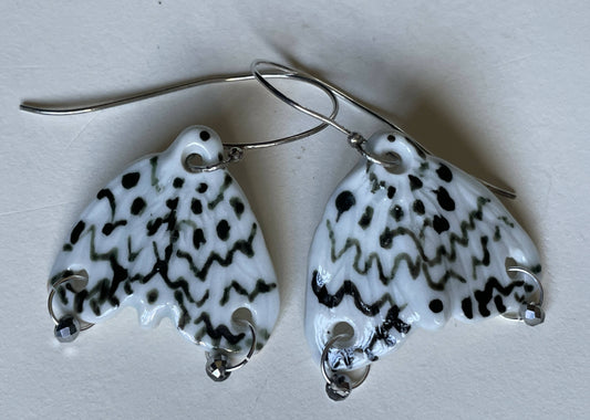 Porcelain moth earrings