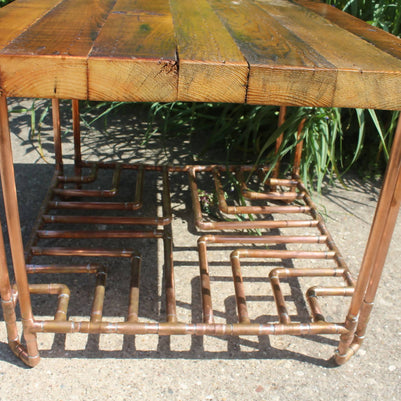 Reclaimed, Old Growth 2x4 & Copper Pipe End Table