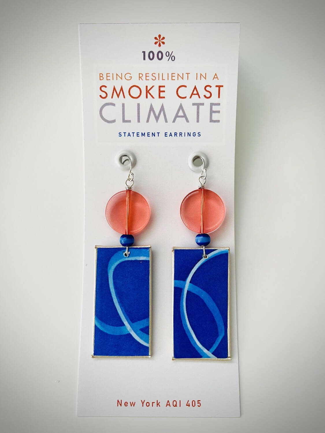 Being Resilient in a Smoke Cast Climate Statement Earrings / New York AQI 405