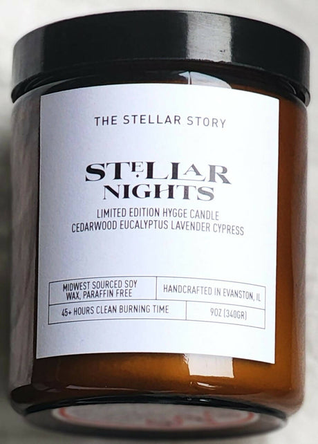Limited Edition Hygge Candle Clean burning candle in a dark brown tinted glass. Smells like a cozy night on a couch in front of the fire place. Small batch, handmade, woman-owned, local.