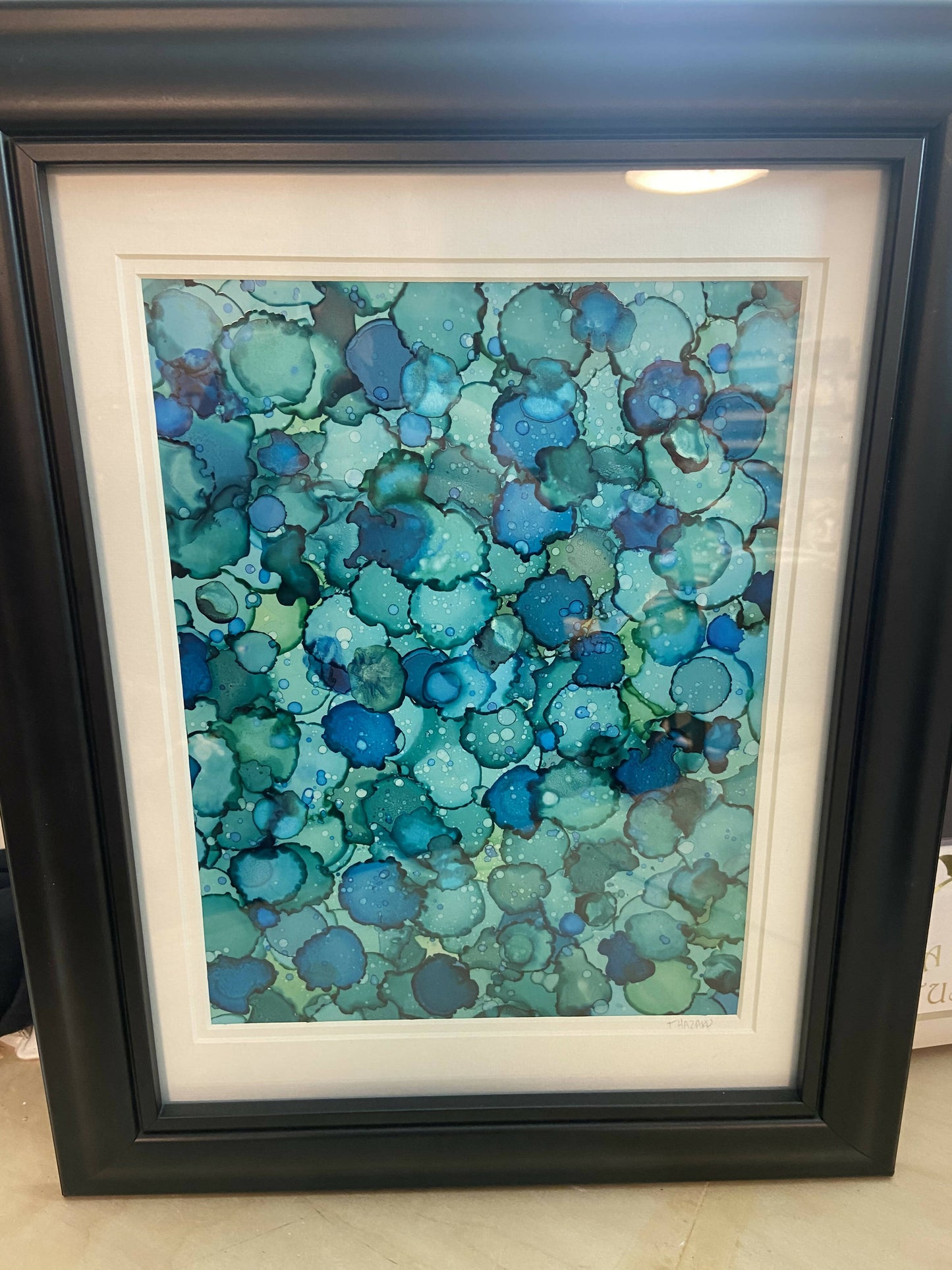 Framed Alcohol Ink Lily Pad Art On Yupo 12x16