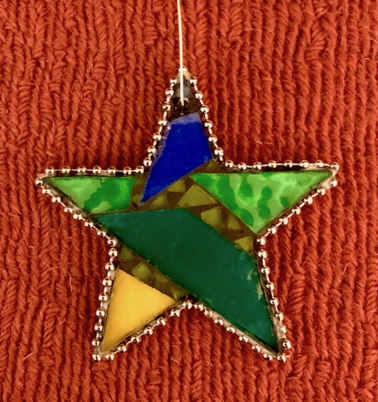 Mosaic Ornament: Green and Yellow Star