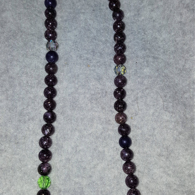 Art glass with charoite necklace