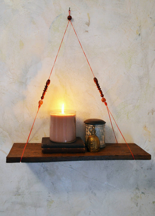 Rustic wood hanging shelf